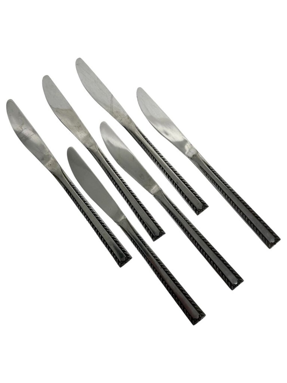 6 Vintage Watertown Stainless Steel Flatware Knives Set Made in Japan 8.5"